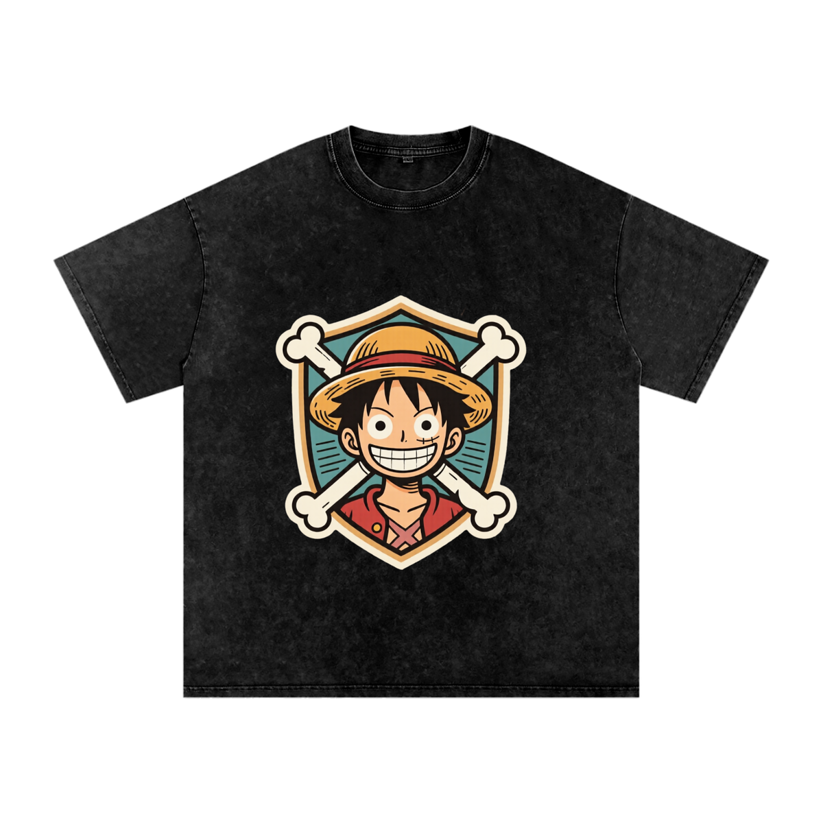 Luffy Snow Washed Oversized Cotton T-Shirt