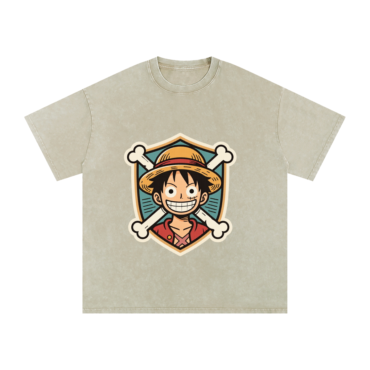 Luffy Snow Washed Oversized Cotton T-Shirt